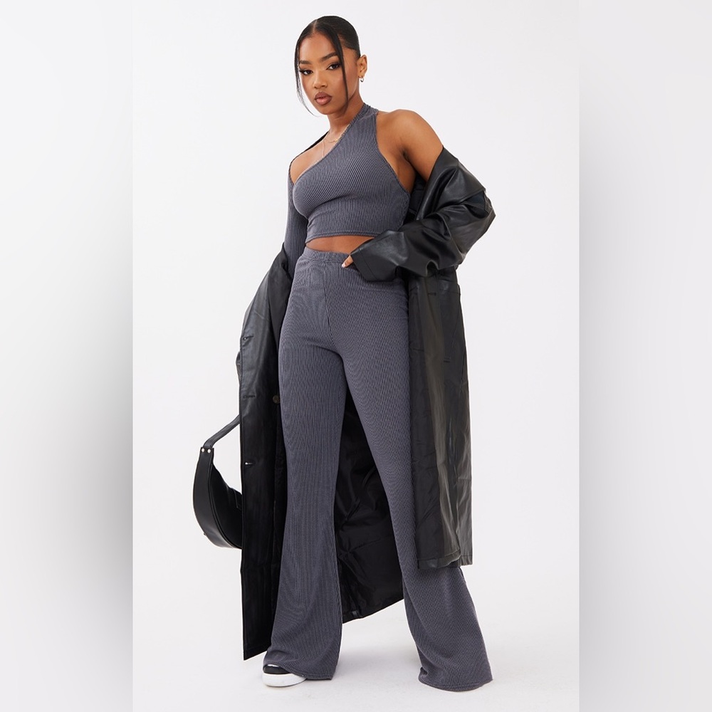 PLT Charcoal Rib Flared Pants & Hater Two Piece Set